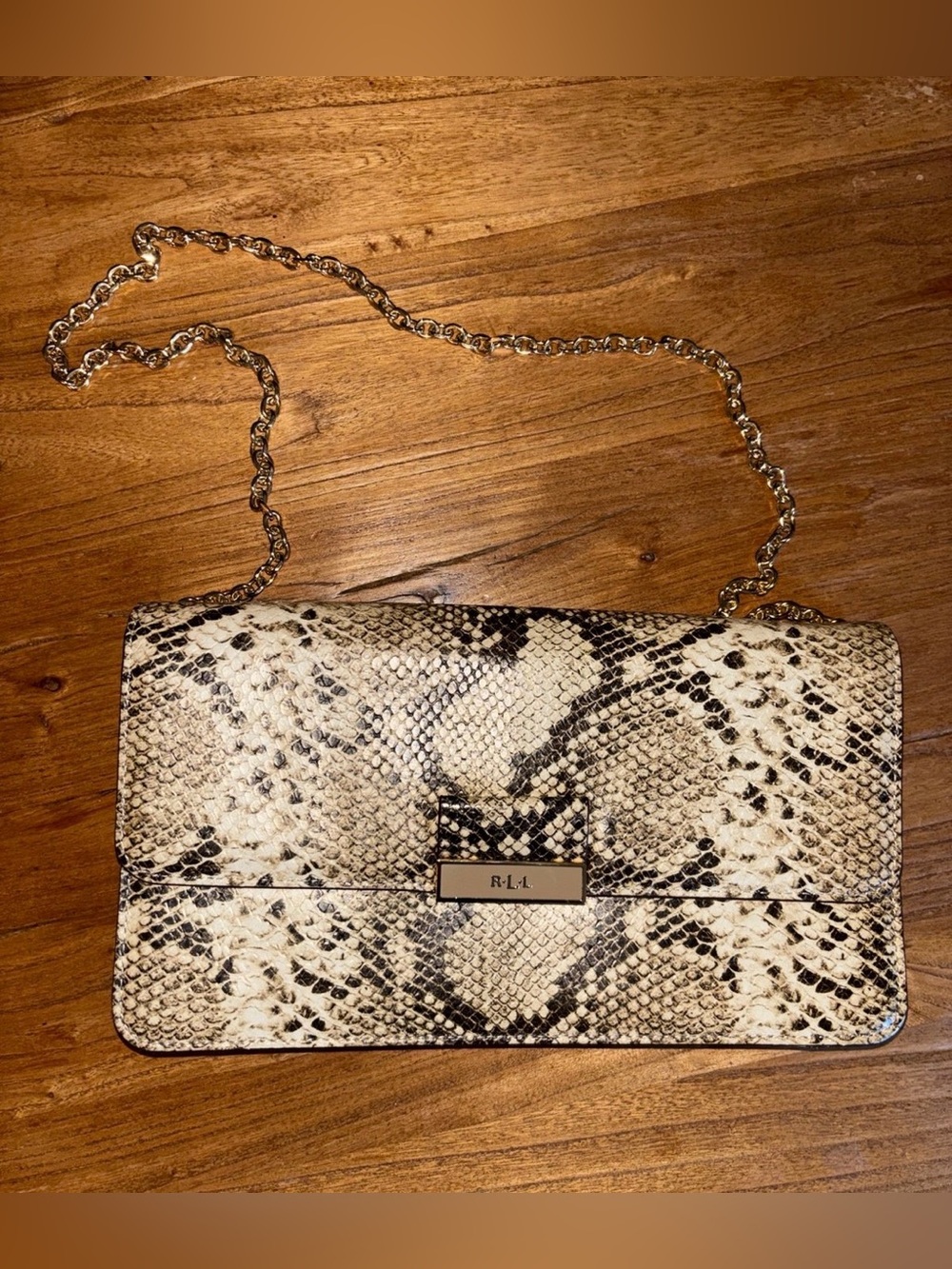 Ralph Lauren Snake Print Chain Shoulder Bag